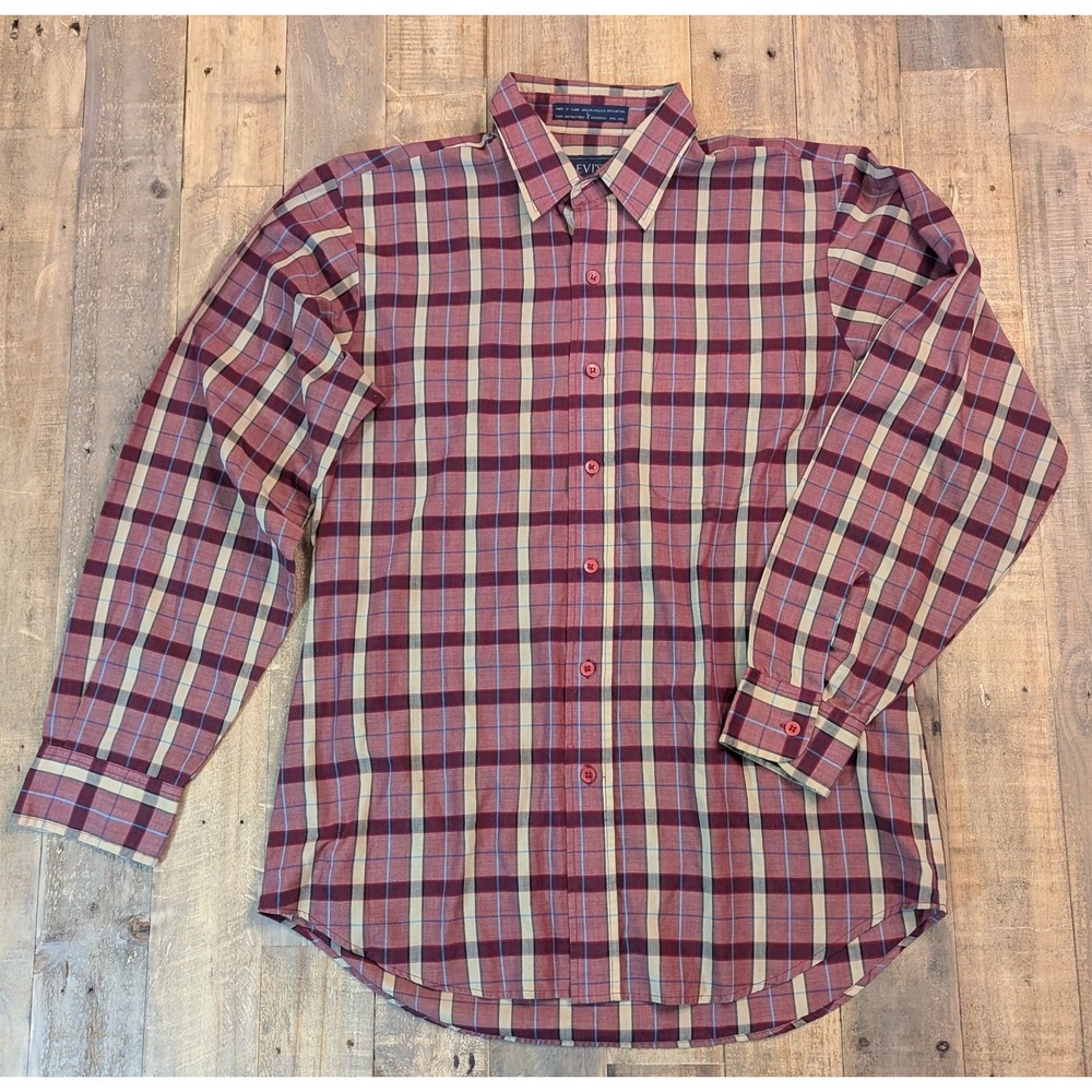 Vintage Levis Button Down Shirt Long Sleeve Plaid Mens Large